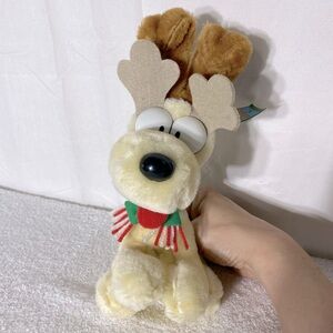 Vintage 80s McDonalds Garfield Reindeer Odie Christmas Plush Toy With Tag